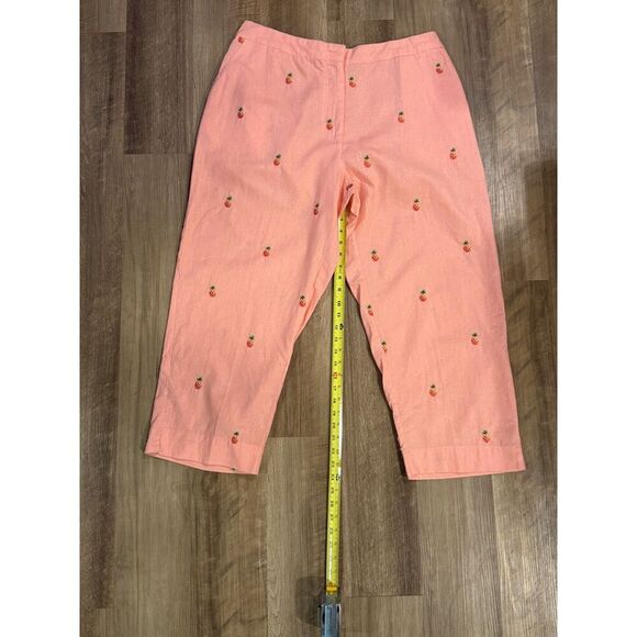 Sun Moda Resort Wear Capri Pants Coral Embroidered Pineapples  Sz XXL Summer - Picture 4 of 6
